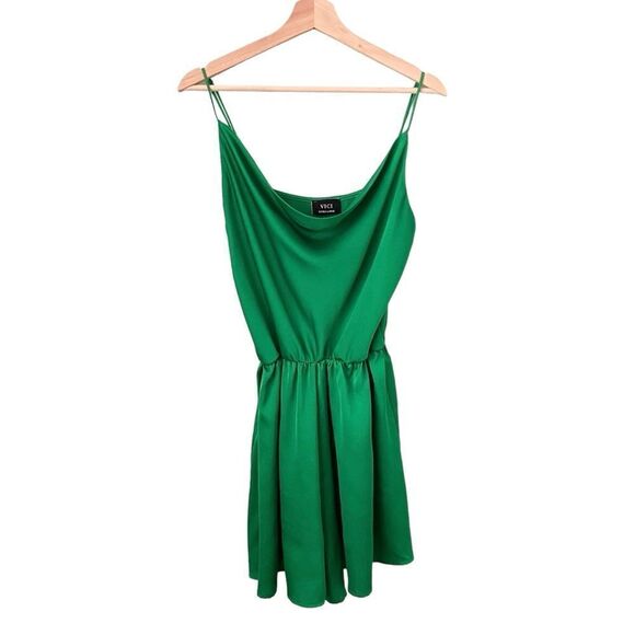 Vici Treat Satin Cowl Neck Romper in Green Size Extra Large - Picture 4 of 10